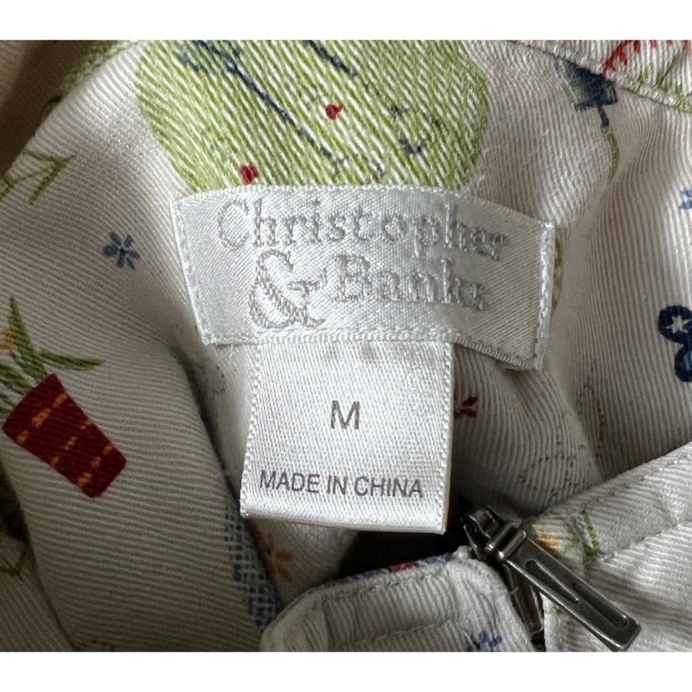 Christopher & Banks Garden Print Full Zip Cotton Jacket Tan Size Medium - Picture 7 of 8